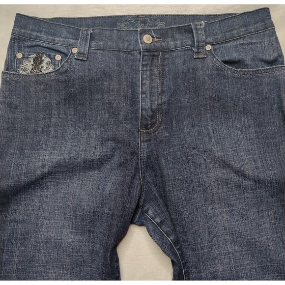 ZENA JEANS Women W34" L30" Embroidered Pockets Denim Dark Wash Blue Jeans - Picture 5 of 11